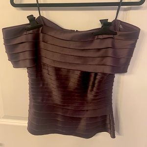 Off shoulder corset style formal silk top